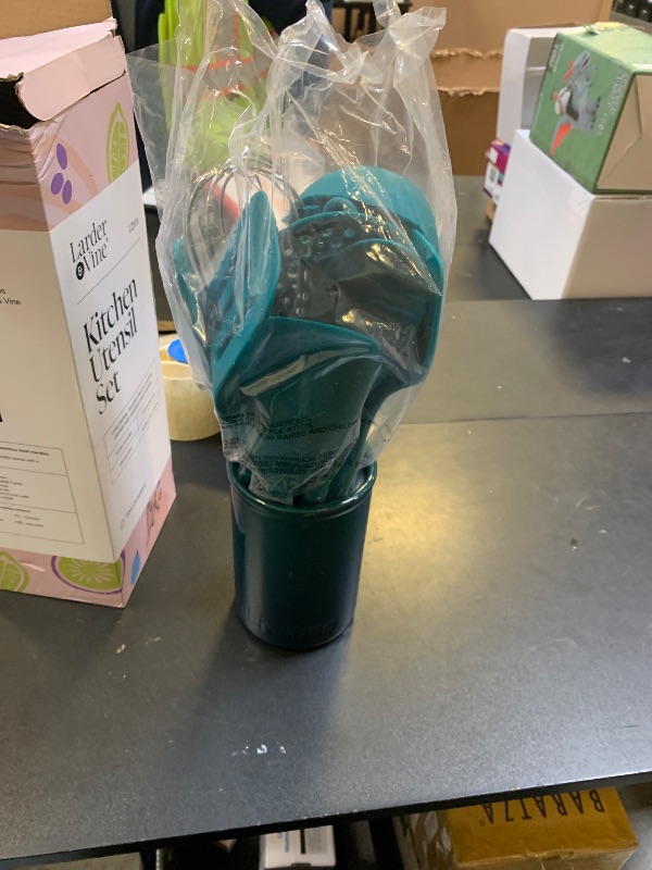 Photo 1 of Larder & Vine 12-Piece Silicone Kitchen Cooking Utensils Set with Stainless Steel Handle and Ceramic Holder, Dishwasher Safe Set of Kitchen Essentials (Bondi)