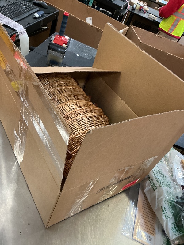 Photo 1 of Sintuff 10 Pcs Small Wicker Basket for Gifts, Empty to Fill Chocolate Nuts Cookies Fruits with Handle, Clear Cellophane Wrap Bags and Red Pull Bows for Weddding, Baby Baptisms, Mother's Day