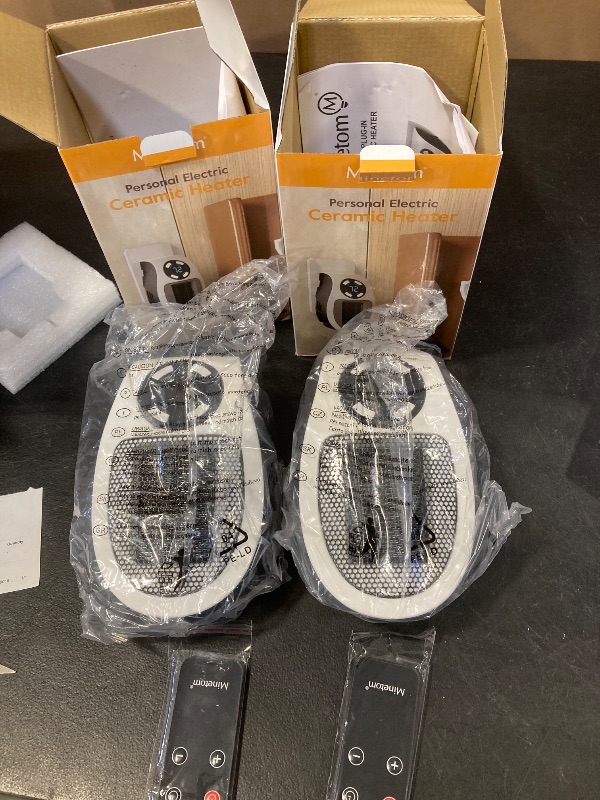 Photo 1 of 450W Plug in Heater for Indoor Use, Wall Outlet Electric Heater with Remote, 12H Timer & LED Display, PTC Ceramic Fast Heat Safely for Bedroom Office,2PC