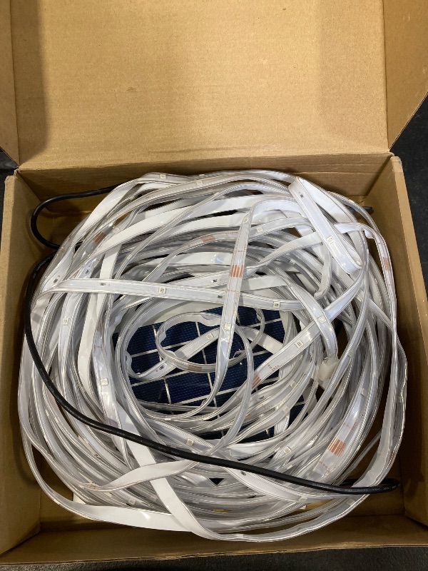 Photo 1 of 50Ft Solar Strip Lights Outdoor, Waterproof LED Light Strip Auto On/Off, Rechargeable Strip Lights 8 Mode with Remote Timer Acrylic Tape for Deck Patio Pool Pathway Camping Decor (Cool White)