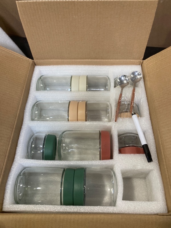 Photo 1 of 12Pack Overnight Oats Containers with Lids, 16oz, 8oz & 4oz Glass Jars with Airtight Lids, Wide mouth Mason Salad jars, Glass Food Storage Containers for Yogurt Chia Pudding Snacks Cereal & Spices