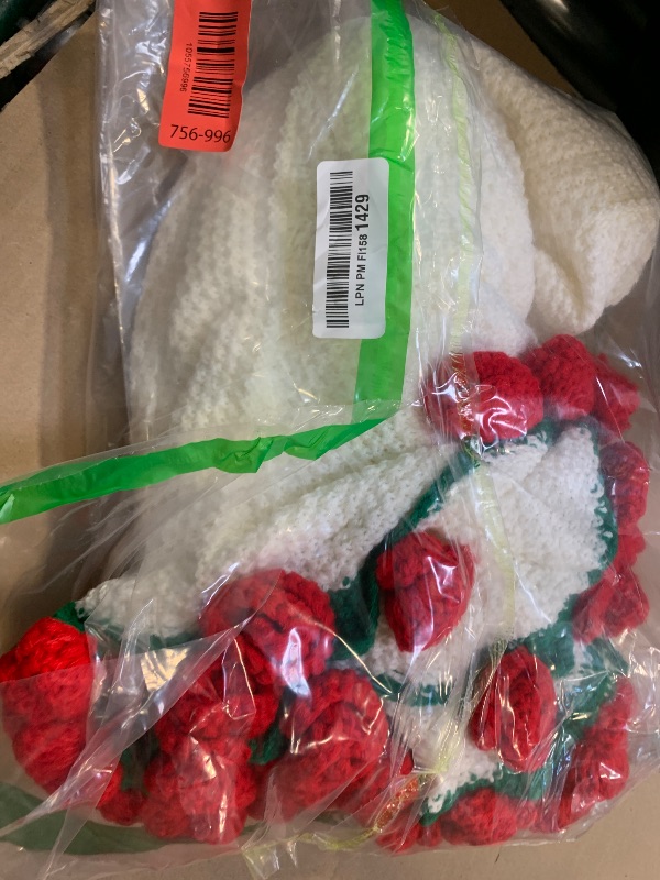 Photo 1 of 43'' Finished Crochet Rose Bouquet, Red Knitted Throw, Handmade Flowers Bed Throw, Soft Knit Blanket Home Decor, Romantic Gift for Girls,Women,Dating,Birthday,Wedding (Rose)