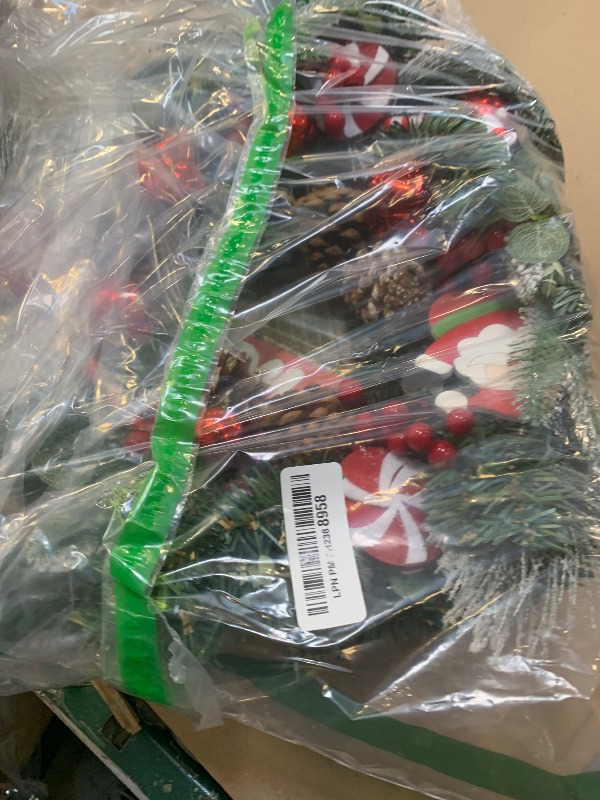Photo 1 of 24 Inch Christmas Wreaths for Front Door, Christmas Wreath Decorations, Winter Door Wreath with Red Berry Pine Cone Spruce,Lighted Christmas Wreath for Indoor Outdoor Farmhouse Festival Home Decor