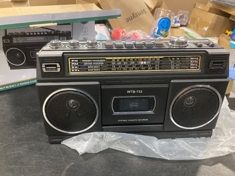 Photo 1 of * PLEASE SEE NOTE * Retro Classic 80s Style Portable Boombox with Cassette Player Recorder, AM/FM/SW1/SW2 Radio, Bluetooth, USB/Micro SD Slots, Headphone Jack, 24W Dual Full-Range High Bass Speakers