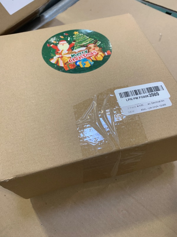 Photo 1 of 2 Pack Artificial Christmas Garland String Lights with 162 Snowy Red Berries 55 Green Leaves 20 LED Lights Battery Operated for Xmas Mantle Indoor Outdoor Holiday Christmas Decoration