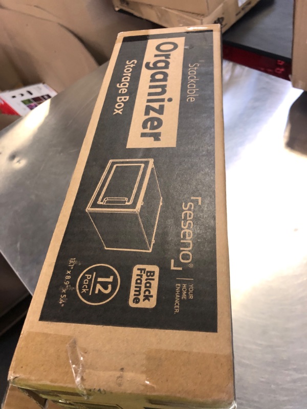 Photo 1 of 12 Pack Shoe Storage Bins, Clear Plastic Stackable Shoe Organizer for Closet, Space Saving Foldable Shoe Rack, Shoe Box Sneaker Holder Container, Black Frame