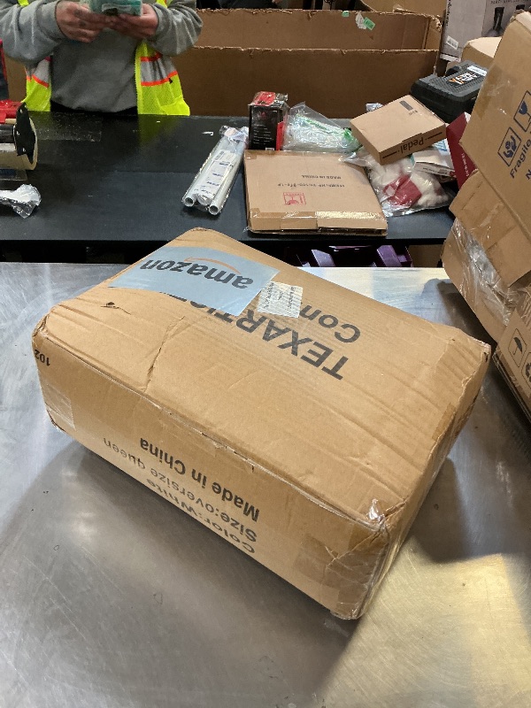 Photo 1 of TEXARTIST Premium 2100 Series Oversized Queen Comforter All Season Breathable White Comforter Soft 4D Spiral Fiber Quilted Down Alternative Duvet with Corner Tabs Hotel Style (98"x98")