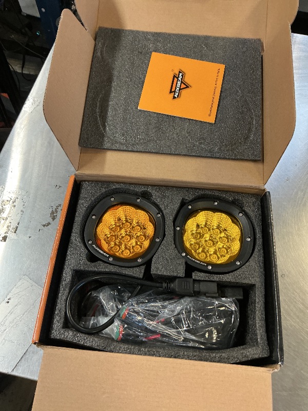 Photo 1 of Auxbeam P4 Series LED Amber Fog Lights, 4 Inch 90W Yellow Round Offroad Light Bar, Spot Beam Off Road LED Pods Bumper Ditch Lights, for Trucks Car Motorcycle UTV, Pair