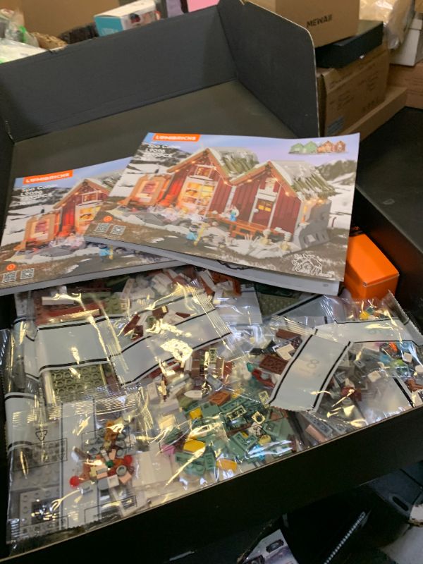 Photo 1 of LUMIBRICKS Spa-Cabin Winter Lighting-Building-Bricks Set - 2235 Pcs Christmas House Winter Lodge LED Light Construction Building Christmas Village Model Set for Adults and Families