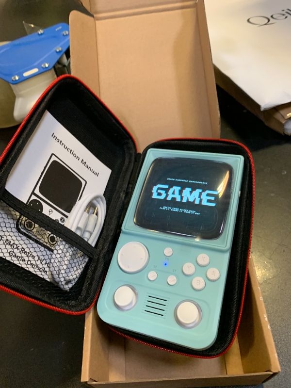 Photo 1 of R36TMAX Retro Handheld Game Console, Portable Retro Gaming Console with 4.0” CRT-Inspired Screen, 4000mAh Arcade Classics, Supports Multiple Emulators, WiFi Network Battling, 64GB (Blue)