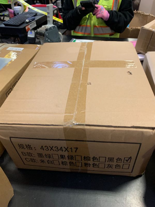 Photo 1 of 1pc Vintage Style Faux Leather Ottoman Footstool - Wooden Frame, Upholstered Interior, Multi-Use Footrest for Living Room, Entryway, Office (Black)