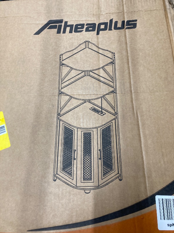 Photo 1 of ***MISSING PARTS***Aheaplus Corner Bar Cabinet with Power Outlet, Industrial Wine Cabinet with LED Strip and Glass Holder, 5-Tiers Liquor Cabinets Bar Unit for Home, Corner Display Cabinets for Small Space, Black