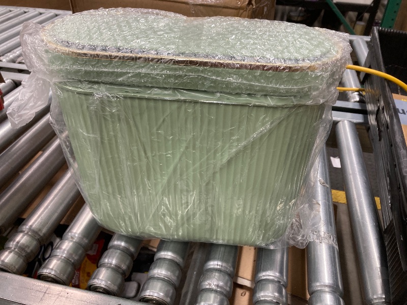 Photo 1 of ***LEGS ARE MISSING***Supteron Bathroom Trash Can with Lid 3.2 Gallon Narrow Trash Can Small Plastic Trash Bin 12 Liter with Press Type Lid for Bedroom Bathroom, Mint Green***LEGS ARE MISSING***