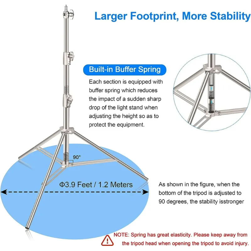 Photo 1 of 
Hero image 2 of EMART 9.2ft Heavy Duty Light Stand, Spring Cushioned Stainless Steel Tripod Stand with 1/4" to 3/8" Universal Adapter for Softbox, Monolight, Strobe Light, 2 of 7




Emart
EMART 9.2ft Heavy Duty Light Stand, Spring Cushioned Stainless St