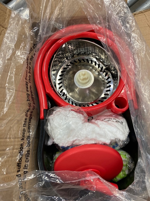 Photo 1 of ***DAMAGED -SELLING AS IS*** SIMPLI-Magic 360° Spin Mop and Bucket with Wringer – 3 High-Absorbent Microfiber Washable Heads – Spinning Mop and Bucket Set for All Types Floor Cleaning (Black)