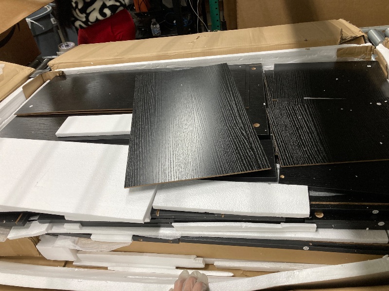 Photo 3 of YITAHOME Large Vanity Desk with Mirror, LED Lights and Power Outlets, Big Makeup Table with 9 Drawers, 5 Storage Shelves & 2 Cosmetic Brush Holes, Dressing Table for Bedroom, Black Vanity Set