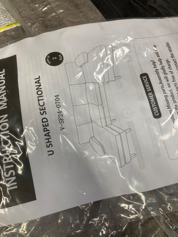 Photo 1 of ***BOX 2OF2****Tocsuna Oversized 112" U-Shaped Sectional Sofa, Linen Couch, 4 Seat Lounge Sleeper with Double Chaise for Living Room/Apartments/Office (Gray)