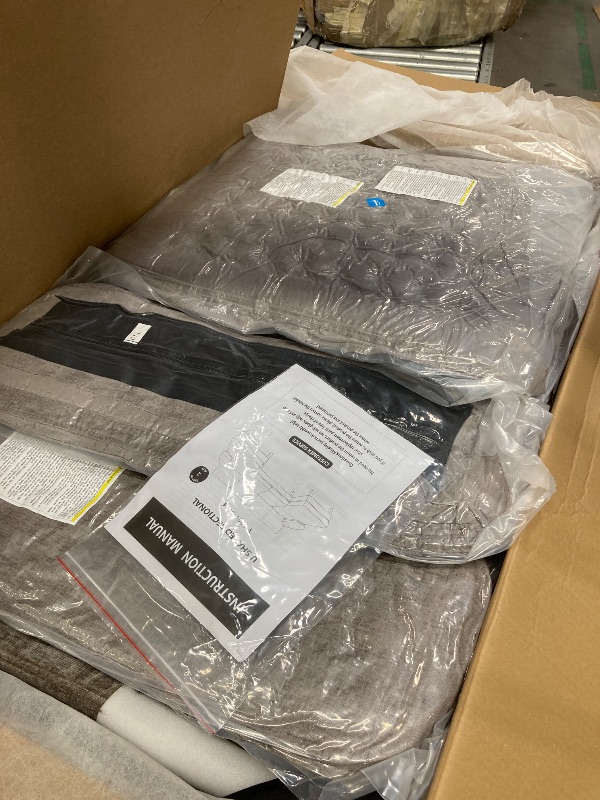 Photo 1 of ***BOX 2OF2****Tocsuna Oversized 112" U-Shaped Sectional Sofa, Linen Couch, 4 Seat Lounge Sleeper with Double Chaise for Living Room/Apartments/Office (Gray)