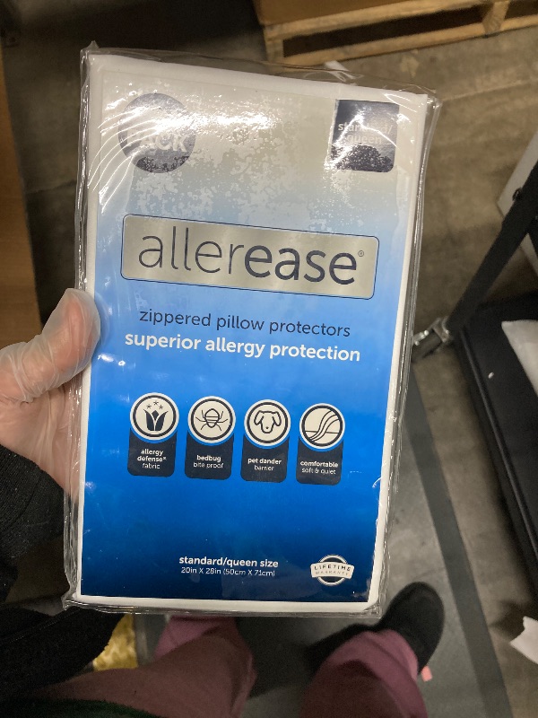 Photo 1 of  Standard/Queen AllerEase Pillow Protectors - Moisture Wicking, Advanced Allergy Protection - Premium Polyester, Zippered Protectors