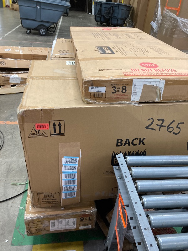 Photo 1 of ****no box 5**** MISSING PART PABackyard Discovery Fusion Flame Galvanized Steel Covered Outdoor Kitchen with 5-Burner Stainless Steel Grill, Refrigerator, Countertop, Storage, and Steel Roof for All-Season Outdoor Cooking