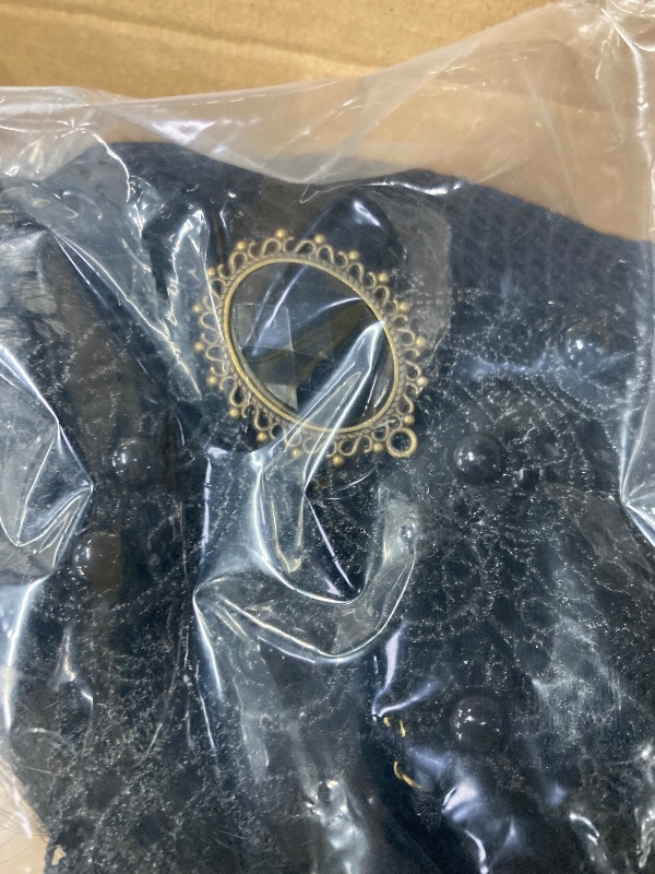 Photo 1 of ***(MISSING PIECES -SELLING AS IS)*** RAAIBB Halloween Costume Women Adult Long Black Dress with Gothic Necklace Long Wig Rose Flower Retro Black Gothic Dress for Costume