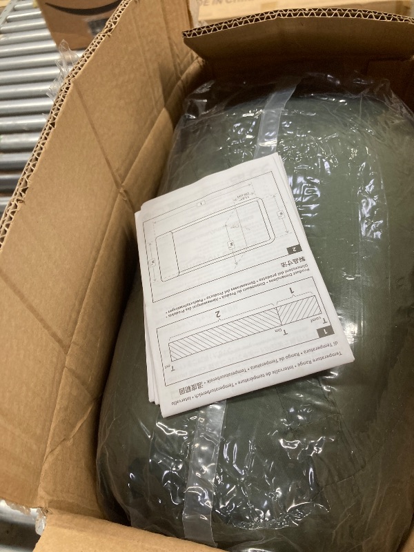 Photo 1 of Amazon Basics 40°F Cool Weather Two-Person Sleeping Bag, 87 Inches x 59 Inches, Olive Green