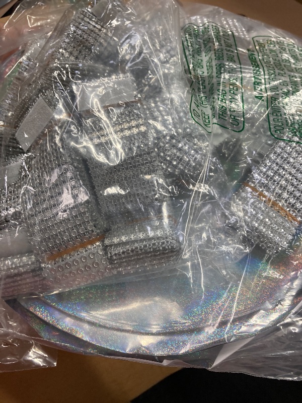 Photo 1 of 100 Pcs Round Silver Placemats Sliver Napkins Rings 13 Inch Disposable Paper Placemats Shiny Tablemats Glitter Mirrored Silver Charger Place Mat for Dining Wedding Christmas Birthday Party Decor