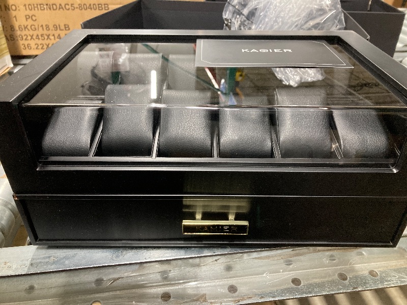 Photo 1 of High End Watch Box for Men, 12 Slot Wooden Watch Case With Drawer, Watch Display Box with Glass Lid, 2-Layer Watch Holder for Jewelry and Watch Storage for Men Women , Ideal for Gift (With Gift Box)