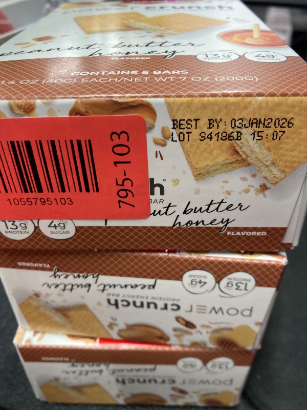 Photo 1 of  3 packs Power Crunch Protein Wafer Bars, High Protein Snacks with Delicious Taste, Peanut Butter Honey, 1.4 Ounce (5 Count)