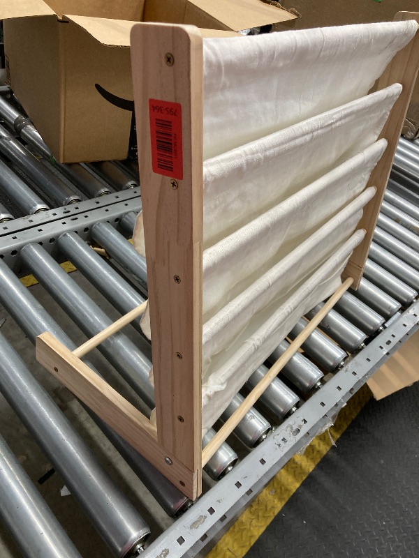 Photo 1 of  ** DIRTY** 
Kids Bookshelf, HDJ 4 Tier Wooden and Canvas Kids Bookcase, Sling Rack Bookshelf for Kids, Toddler Bookshelf for Playroom, Bedroom, Toddler Room, Nursery, Beige
