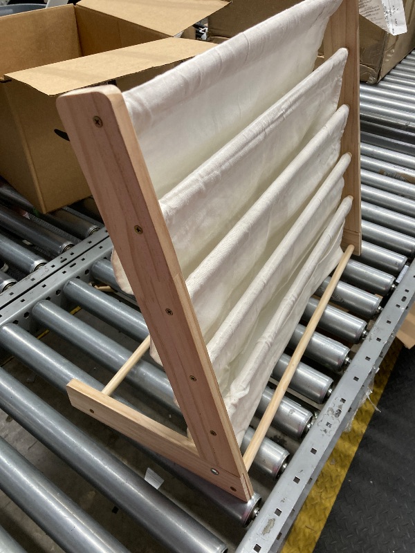 Photo 1 of  ** DIRTY** 
Kids Bookshelf, HDJ 4 Tier Wooden and Canvas Kids Bookcase, Sling Rack Bookshelf for Kids, Toddler Bookshelf for Playroom, Bedroom, Toddler Room, Nursery, Beige
