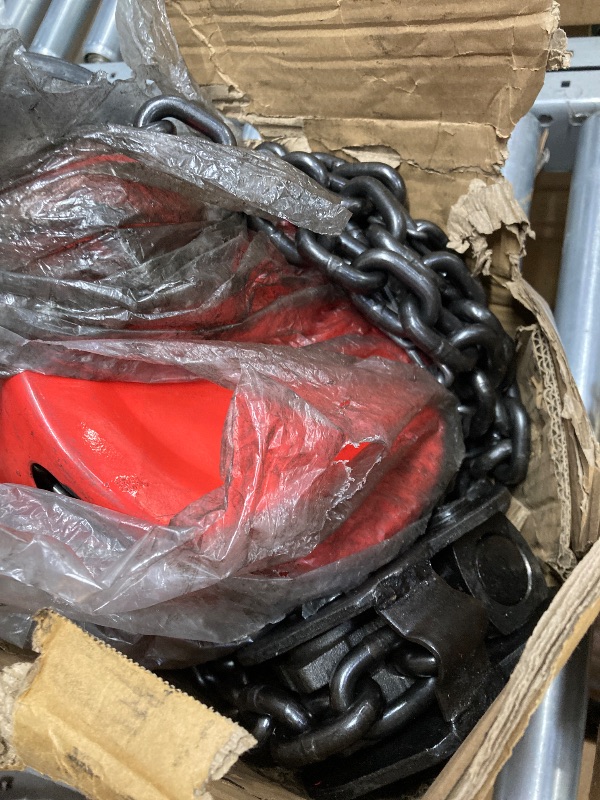 Photo 1 of *** VERY DURTY**
BIG RED TR9050 Torin Manual Hand Lift Steel Chain Block Hoist with 2 Hooks, 5 Ton (10,000 lb) Capacity, Red