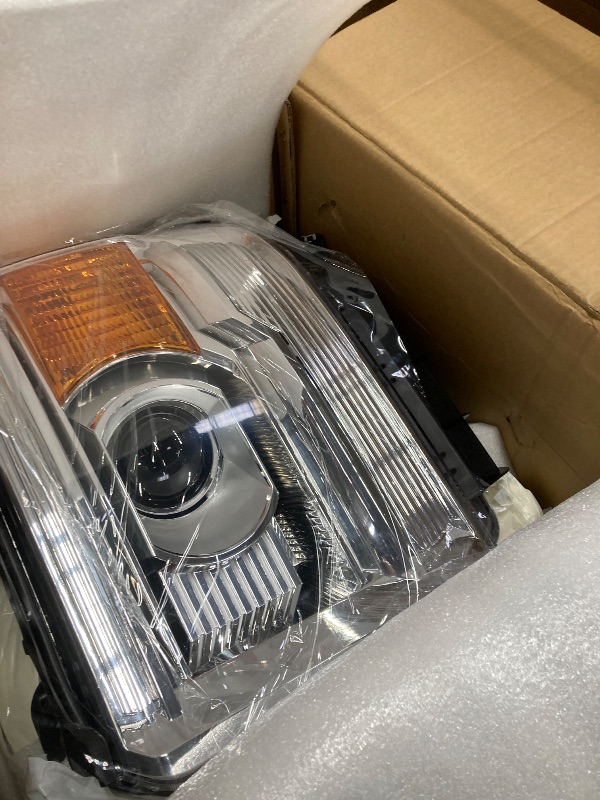 Photo 1 of  Compatible with GMC Sierra 2014-2018 1500 | 2015-2019 2500HD/3500HD Base/Denali/SLE/SLT, Headlamp Replacement with LED DRL, with Bulbs, Chrome Housing Amber Reflector