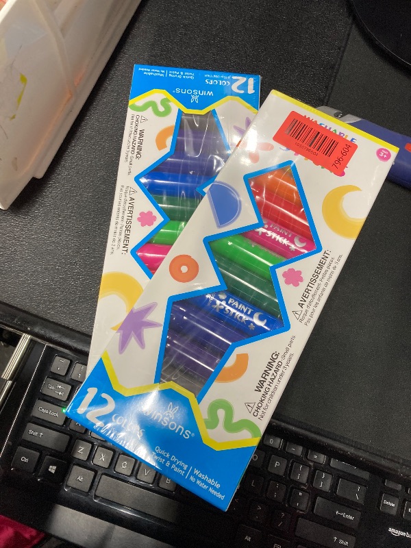 Photo 1 of  2 WINSONS Tempera Paint Sticks,12 Vibrant Colors Washable Paint Sticks For Kids, Quick Drying, Non-Toxic, Suitable for Paper, Wood, Canvas, and Fabric, Mess-Free Art Supplies