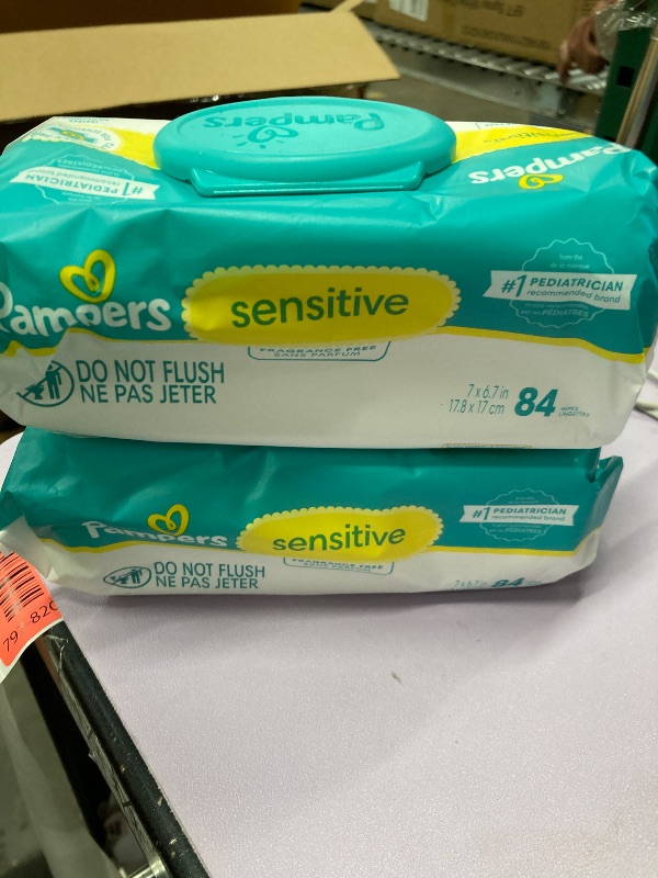 Photo 1 of *2 pak **Pampers Baby Wipes Sensitive Perfume Free 1X Pop-Top Pack 84 Count