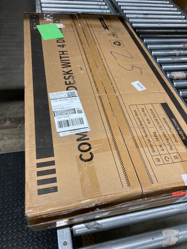 Photo 1 of *The description and photo are for reference only.***Lufeiya L Shaped Computer Desk with Drawers & Storage Shelves, 55 Inch Corner Desk with Power Outlet for Home Office Bedroom, L-Shaped Teen PC Gaming Desks with Fabric Drawer, Rustic Brown