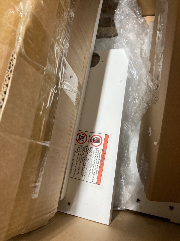 Photo 1 of **pieces are missing****Sweetcrispy 18" Bathroom Vanity with Sink, Bathroom Storage Vanity Sink Cabinet with 1 Door, Farmhouse Wooden Free Standing Bathroom Cabinet with Sink, Easy Assembly, NO Mirror&Facuet (Snowy W)