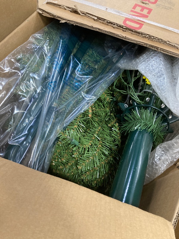 Photo 1 of **BOX 1 OF 2 ONLY****National Tree Company 12-ft. Pre-Lit Dunhill Fir Artificial Christmas Tree, Green