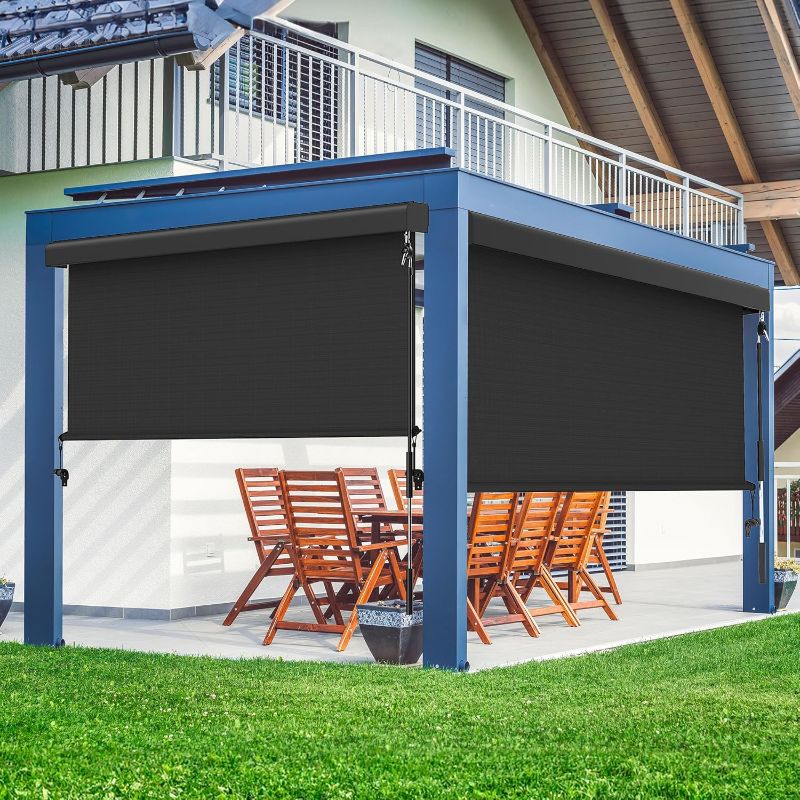 Photo 1 of 
Outdoor Roller Shade for Patio with Aluminum Valance BLACK