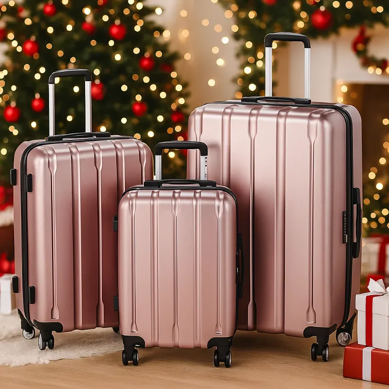 Photo 1 of  3-Piece Hardshell Luggage Set Lightweight ABS+PC Carry On Suitcase with TSA Lock, 360° Spinner Wheels Rose Gold