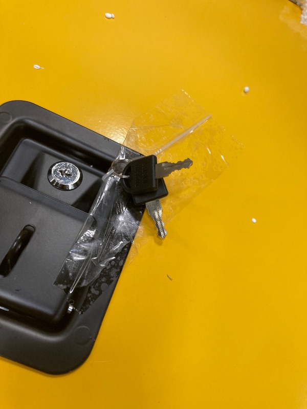 Photo 1 of ***VERY HEAVY****FULL OF DENTS AND DINGS BUT FUNCTIONAL*** 45 Gallon Manual Close Flammable Storage Cabinet, 18 Gauge Steel, 2 Shelves, 2 Door Fire Cabinet, 65" x 43" x 18", Made in The USA, Yellow,"***VERY HEAVY**FULL OF DENTS AND DINGS BUT FUNCTIONAL***