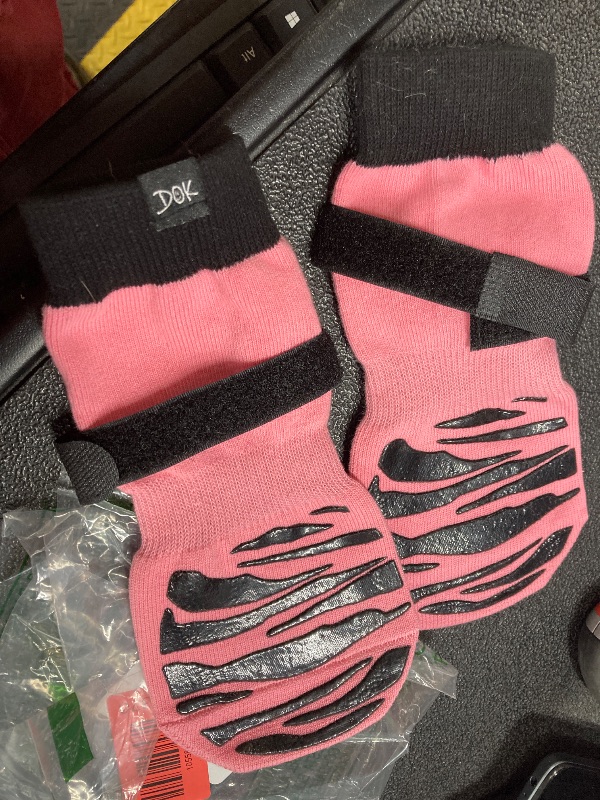 Photo 1 of ***2 SOCKS INCLUDED***DOK TigerToes Premium Non-Slip Dog Socks for Hardwood Floors - Extra-Thick Grip That Works Even When Twisted - Prevents Licking, Slipping, and Great for Dog Paw Protection (XXL, Sassy Pink)***2 SOCKS INCLUDED***