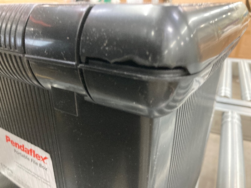 Photo 1 of 
Pendaflex Portable File Box with File Rails, Simple Document Storage, File Bin for Home and Office, Hinged Lid with Double Latch Closure, Black, 3 Black Letter Size Hanging Folders Included (41742AMZ)