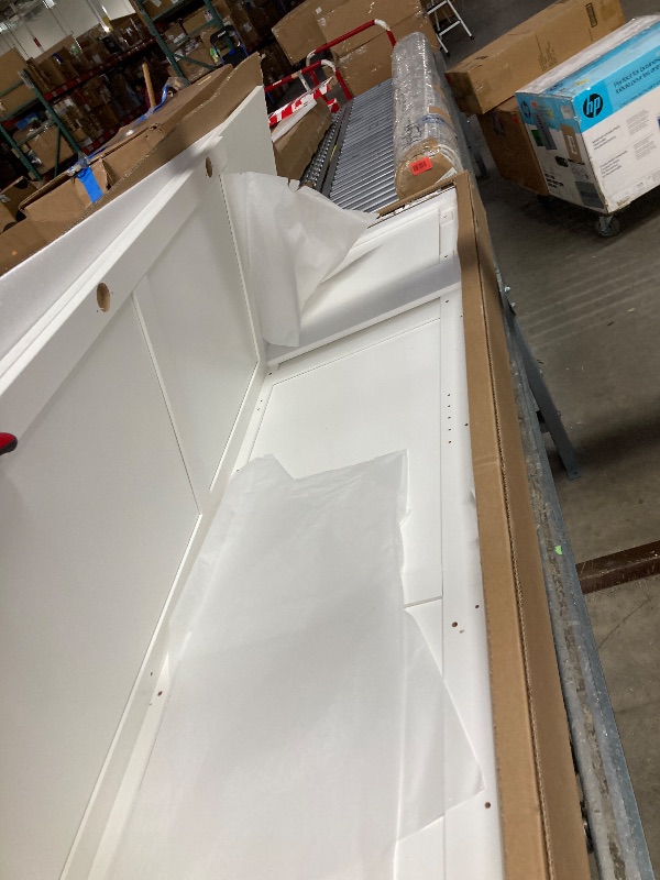 Photo 1 of Sauder Select Multipurpose Bedroom Armoire Wardrobe Closet Pantry Storage Cabinet with Storage Drawers and Hanging Rail, in Soft White finish