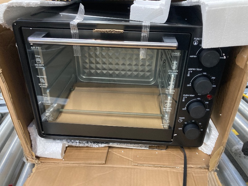 Photo 1 of 34 QT Super-Large Air Fryer, Oil-Less Air Fryer Toaster Oven Combo with Pizza, Warm, Broil, Toast, Bake, Air Fry, 5 Functions - Black