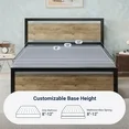 Photo 1 of Allewie Queen Bed Frame, Metal Platform Bed Frame with Wooden Headboard, 12.4" Under-Bed Storage, Brown
