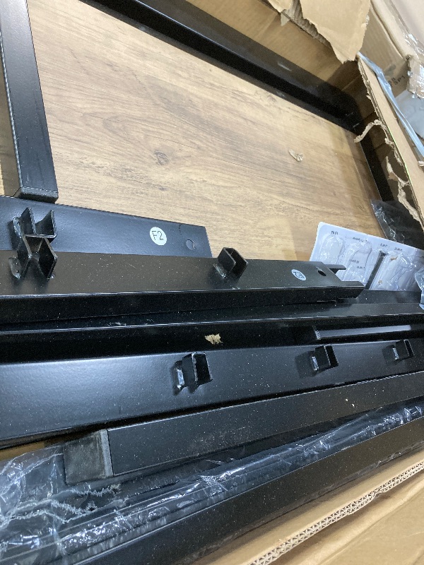 Photo 1 of Allewie Queen Bed Frame, Metal Platform Bed Frame with Wooden Headboard, 12.4" Under-Bed Storage, Brown