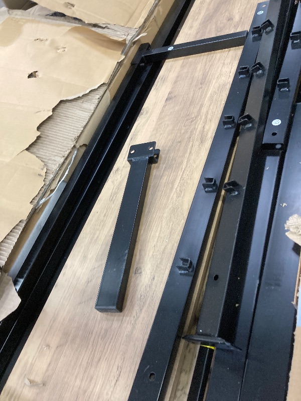 Photo 1 of Allewie Queen Bed Frame, Metal Platform Bed Frame with Wooden Headboard, 12.4" Under-Bed Storage, Brown