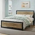 Photo 1 of Allewie Queen Bed Frame, Metal Platform Bed Frame with Wooden Headboard, 12.4" Under-Bed Storage, Brown