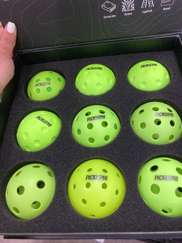 Photo 1 of Picklephi Luxury Kit | 9 Unique Pickleballs for Playing Anytime, Anywhere Even Park & Beach | Outdoor & Indoor Pickleball Balls | Glow in The Dark Pickle Ball | USAPA | Foam Silent Racketball Ball